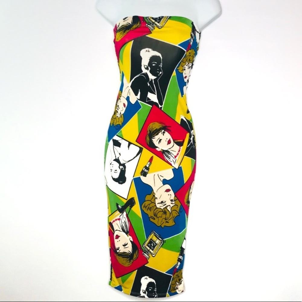 Sale 🌟 Pop Art Multi Color Tube Dress - Picture 2 of 6